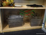 LOT OF FRYER BASKETS; THIS 10 PIECE LOT INCLUDES 8 RECTANGULAR WIRE FRYER BASKETS WITH PLASTIC