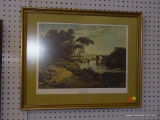 JEAN-BAPTISTE CAMILLE COROT PRINT; TITLED THE BRIDGE OF NARNI. HAS OLIVE TONED MATTING AND IS IN A