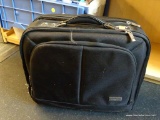 BRIEFCASE; SAMSONITE BLACK AND SILVER TONED BRIEFCASE WITH DOUBLE SIDED STORAGE AND MULTIPLE FRONT