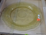 YELLOW DEPRESSION GLASS; YELLOW SERVING PLATTER THAT MEASURES 11 IN DIA.