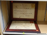 PAIR OF WALL PLAQUES; BOTH ARE CANADIAN STAMP THEMED AND MEASURE 17 IN X 13 IN