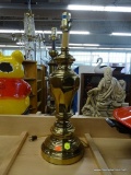BRASS URN TABLE LAMP; IS IN EXCELLENT CONDITION AND MEASURES 21 IN TALL