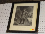FRAMED ROBERT E. LEE PRINT; THIS PRINT IS OF GENERAL LEE STANDING WITH SWORD IN HAND POSING FOR A