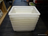 PLASTIC TUB LOT; INCLUDES 10 TOTAL WHITE PLASTIC ORGANIZER TUBS. GREAT FOR ORGANIZING TOOLS, SEWING