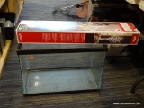 2 PIECE LOT; INCLUDES A GLASS AND BLACK METAL TANK AS WELL AS A 3 FT TALL CLOTH LIGHTED TREE FOR