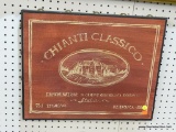 PRINT ON CANVAS; CHIANTI CLASSICO ADVERTISING PRINT WITH BLACK TRIM AND BRASS STUDDING AROUND THE