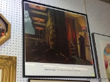 EDWARD HOPPER PRINT; FROM THE MUSEUM OF MODERN ART, NEW YORK. IS IN A BLACK FRAME AND MEASURES 30 IN