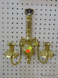 BRASS CANDLESTICK SCONCE; CAN HOLD UP TO 2 CANDLES AND IS IN VERY GOOD CONDITION! MEASURES 11 IN X
