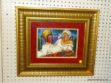FRAMED BEAL PRINT; THIS PRINT BY BEAL FEATURES A BEAUTIFUL AFRICAN AMERICAN WOMAN WEARING WHITE AND