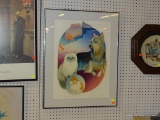 FRAMED MARCEL ANIMAL PRINT; FRAMED PRINT SOWING A GERBIL, A CAT, A DOG AND A FISH. TITLED 