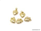 LOT OF (5) GOLD FILLED HEARTS.