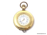 LADIES ANTIQUE 14KT GOLD FILLED PORCELAIN DIAL WATCH.