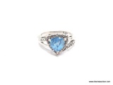 LADIES .925 STERLING SILVER 1-1/2 CT. BLUE TOPAZ GEMSTONE RING. RING SIZE 7.