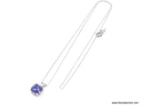 LADIES .925 STERLING SILVER 1-1/2 CT. SAPPHIRE PENDANT ON .925 STERLING SILVER CHAIN. MEASURES 16