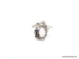LADIES .925 STERLING SILVER OPAL & SAPPHIRE RING. RING SIZE 6-1/4.
