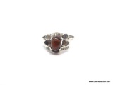 LADIES .925 STERLING SILVER 1 CT. RED OPAL RING - RARE. RING SIZE 7.