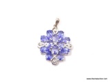 LADIES .925 STERLING SILVER 5 CT. TANZANITE PEAR SHAPED PENDANT. WEIGHS 4.5 GRAMS.