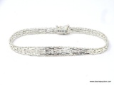 LADIES DESIGNER .925 STERLING SILVER DIAMOND CUT BISMARK BRACELET. MEASURES 7-1/2 IN. & WEIGHS 13.3