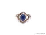 LADIES .925 STERLING SILVER 1 CT. LAPIS LUZI GEMSTONE RING. RING SIZE 7-3/4.