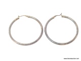 PAIR OF LARGE LADIES .925 STERLING SILVER HOOP EARRINGS. THEY MEASURE 2 IN. & WEIGH 6.3 GRAMS.