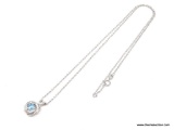 LADIES .925 STERLING SILVER 1 CT. BLUE TOPAZ PENDANT ON 18 IN. CHAIN.