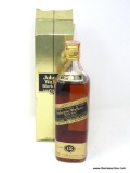 JOHNNIE WALKER BLACK LABEL; 12 YEARS OLD. IS AN UNOPENED 750 ML (25.4 FL. OZ.) BOTTLE IN THE