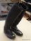 DEVON-AIRE RIDING BOOTS; WOMEN'S SIZE 7 BLACK RIDING BOOTS WITH REAR ZIPPER AND SNAP CLOSURE, AND