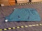 MACINTOSH BRAND HORSE BLANKET; IS GREEN AND BLUE IN COLOR. MEASURES 64 IN.