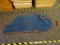 TURNOUT BLANKET; BLUE AND MAROON TURNOUT BLANKET WITH LEATHER PANELS WHERE HOOKS ATTACH. HAS MINOR