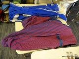 LOT OF ASSORTED HORSE BLANKETS; THIS 2 PIECE LOT INCLUDES A ROYAL BLUE MESH SHEET AND A MAROON AND