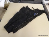 ENGLISH FULL CHAPS; USED YOUTH ENGLISH FULL RIDING CHAPS. BLACK SUEDE BY BARNSTABLE RIDING. SIZE 10.