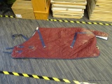 GENUINE WEATHERBEETA WATERPROOF HORSE BLANKET; IS BURGUNDY AND BLUE IN COLOR. MEASURES APPROXIMATELY