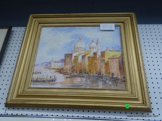 ORIGINAL JACK NOLAN WATERCOLOR; "GRAND CANAL VENICE" WATERCOLOR ON CANVAS SHOWS THE MAIN CANAL IN