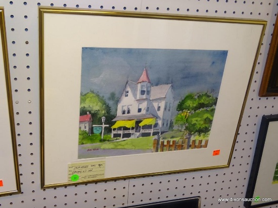 ORIGINAL JACK NOLAN WATERCOLOR; "CAPE MAY N.J. INN" WATERCOLOR PAINTING SHOWING AN INN WITH A STORMY