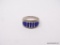 LADIES .925 STERLING SILVER RING; STERLING SILVER BAND AND BLUE LAPIS STONES. SIZE 7.