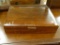 VINTAGE WOODEN SILVERWARE CHEST BY NAKEN'S; FEATURES SILVERWARE LINER, WOODEN HANDLE, AND IS TARNISH