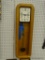 HOWARD MILLER WALL CLOCK; OAK, MID-CENTURY MODERN, 8 DAY WIND PENDULUM WALL CLOCK. MEASURES 10.5 IN