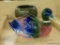 PARTIAL SHELF LOT OF SMALL PLANTERS; THIS 2 PIECE LOT INCLUDES A SMALL, ROUND, GREEN PLANTER AND A