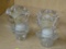 PARTIAL SHELF LOT OF VOTIVE CANDLE HOLDERS; INCLUDES 2 PAIRS OF VOTIVE CANDLE HOLDERS WITH CANDLES.