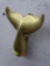 DOOR KNOCKER; SOLID BRASS WHALE TAIL SHAPED DOOR KNOCKER WITH HARDWARE. MEASURES 7 IN TALL