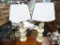 PAIR OF BUST LAMPS; TWO METAL, CREAM COLORED BUST LAMPS, DEPICTING A YOUNG GIRL AND A YOUNG BOY,