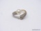 LADIES .925 STERLING SILVER RING; WRAP STYLE RING WITH FAUX PEARL, AND CLUSTER OF SMALL STONES ON