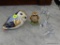 LOT OF OWL FIGURINES; INCLUDES A ROYAL CROWN DERBY CHINA OWL WITH NAVY BLUE, GOLD, AND RED PAINTED