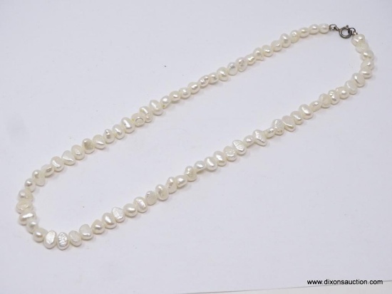 LADIES FRESHWATER PEARL NECKLACE; 18 IN STRAND OF FRESHWATER PEARLS WITH .925 CLASP.