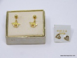 LOT OF LADIES EARRINGS; 2 PIECE LOT TO INCLUDE: PAIR OF 14KT. GOLD FILLED HEART SHAPED EARRINGS WITH