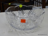 CRYSTAL BOWL; ROGASKA CRYSTAL BOWL WITH SCALLOPED EDGE AND CUT PINEAPPLE PATTERN. MEASURES 8.5 IN X