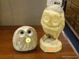 2 OWL LOT; INCLUDES A WOOD CARVED OWL AND A POTTERY OWL. BOTH ARE IN EXCELLENT CONDITION!