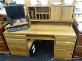 WOODEN OFFICE DESK; FEATURES SLIDING SHELF FOR KEYBOARD, SLIDE OUT FLAT SURFACE FOR ADDITIONAL SPACE