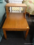 VINTAGE WORTHMOR TELEPHONE TABLE; MAHOGANY RECTANGULAR TELEPHONE TABLE WITH 4 TAPERED BLOCK LEGS ON