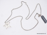 LADIES LIZ CLAIBORNE NECKLACE; 34 IN LADIES CHAIN NECKLACE AND STAR PENDANT WITH CENTER STONE. STILL